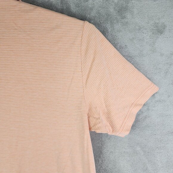 Mens TravisMathew Polo Shirt Orange Striped short sleeve Size L - Picture 9 of 13